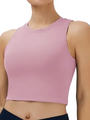 NEOSAN Womens Sport Bras High Neck Removable Padded Yoga Crop Tops Longline Workout Tank Tops