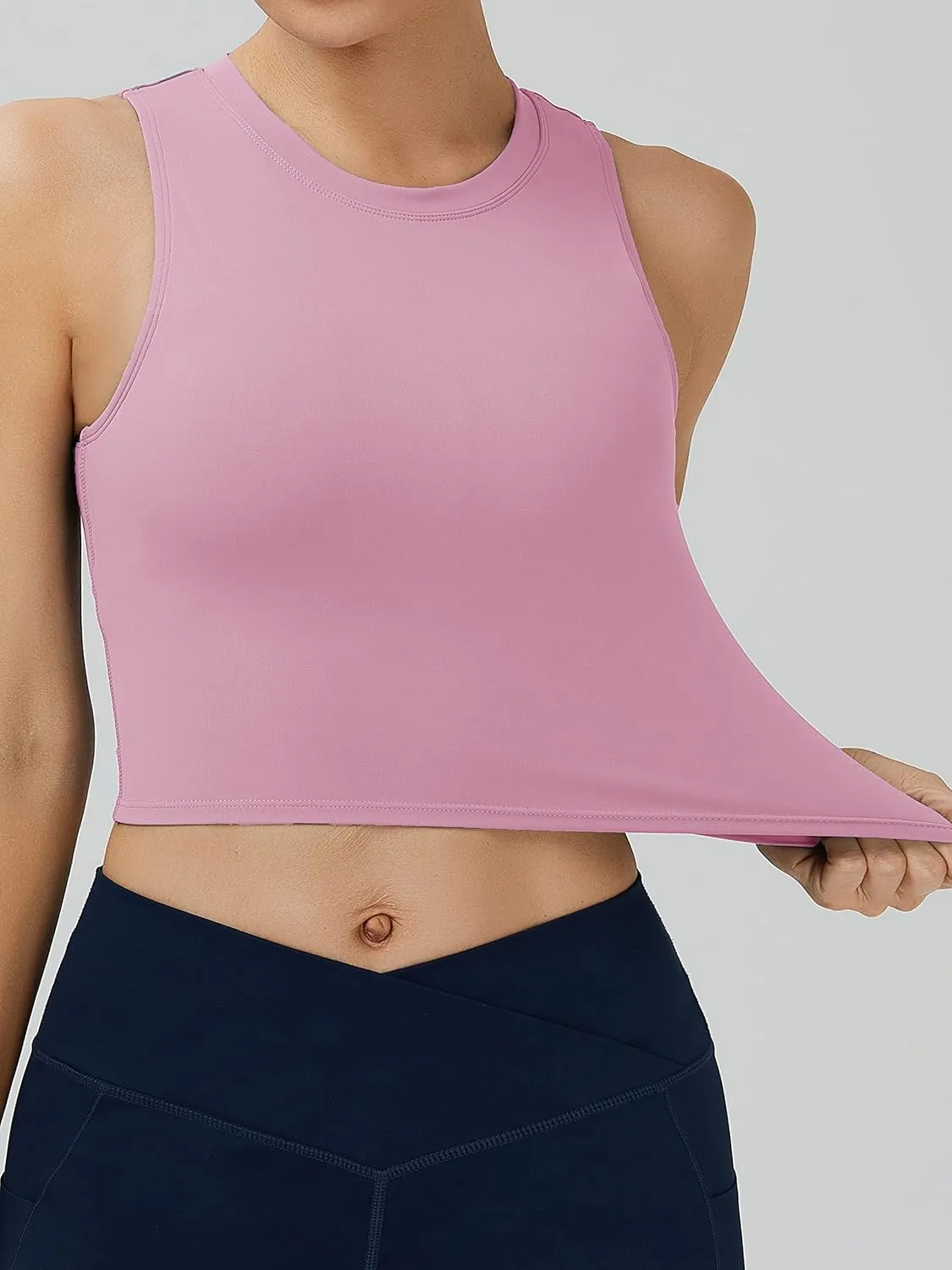 NEOSAN Womens Sport Bras High Neck Removable Padded Yoga Crop Tops Longline Workout Tank Tops