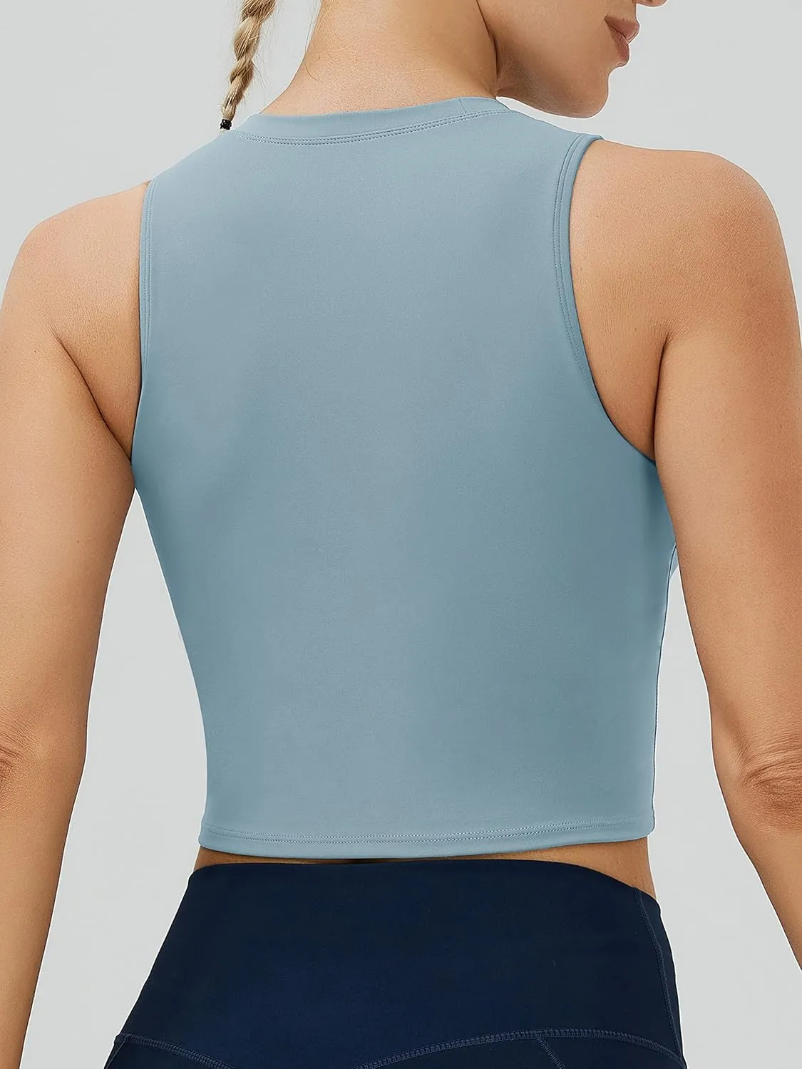 NEOSAN Womens Sport Bras High Neck Removable Padded Yoga Crop Tops Longline Workout Tank Tops