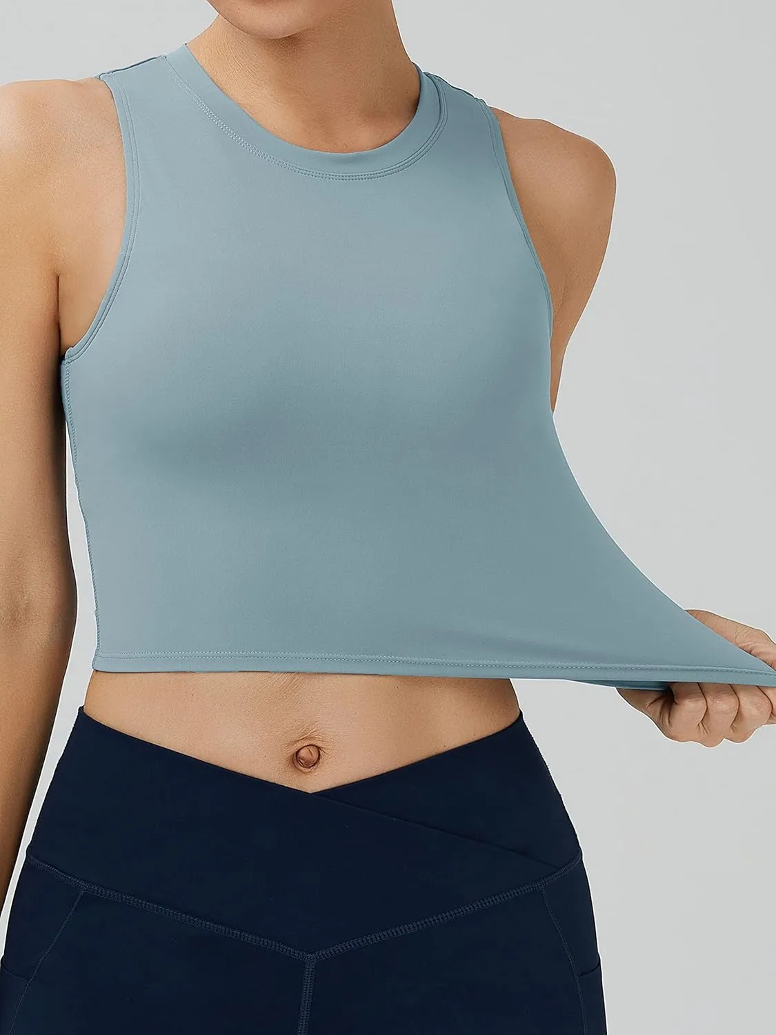 NEOSAN Womens Sport Bras High Neck Removable Padded Yoga Crop Tops Longline Workout Tank Tops