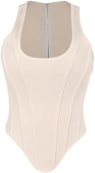 NIFTRIRY Tank Top Crop Tops Fish Bone Corset Suit for Summer Sleeveless Tops for Women