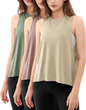 ODODOS 3-Pack Loose Tank Tops for Women Sleeveless Gym Athletic Workout Tops Yoga Shirts
