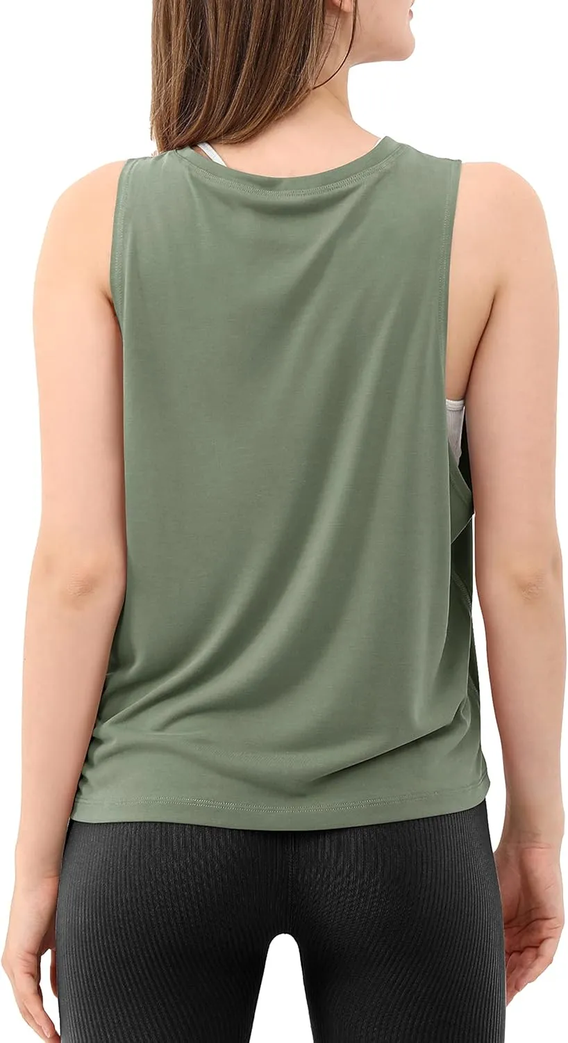 ODODOS 3-Pack Loose Tank Tops for Women Sleeveless Gym Athletic Workout Tops Yoga Shirts