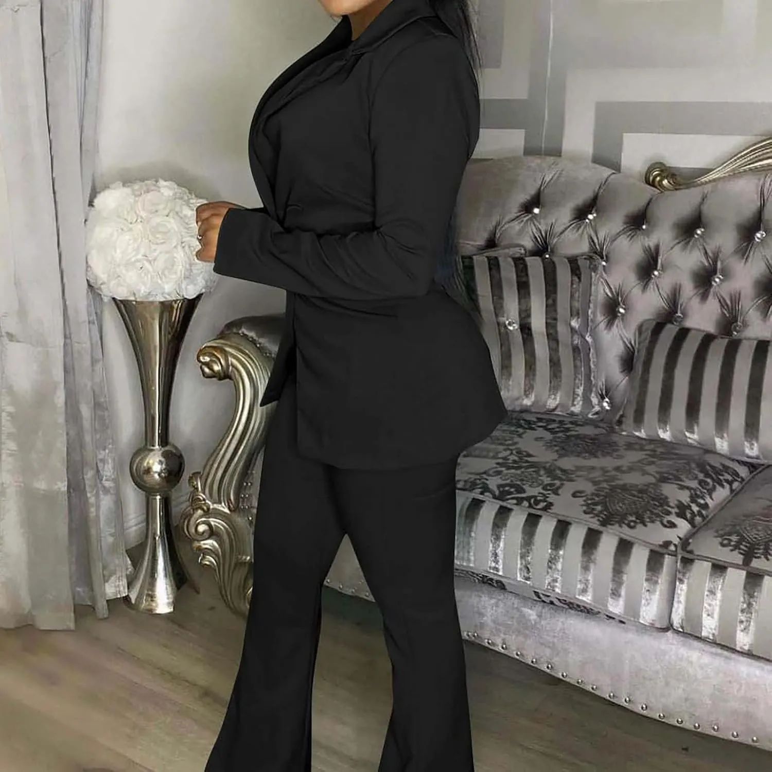 Office Outfits for Women 2025 2 Piece Suits Sets Double Breasted Long Sleeve Blazers Dress Pants Business Outfits