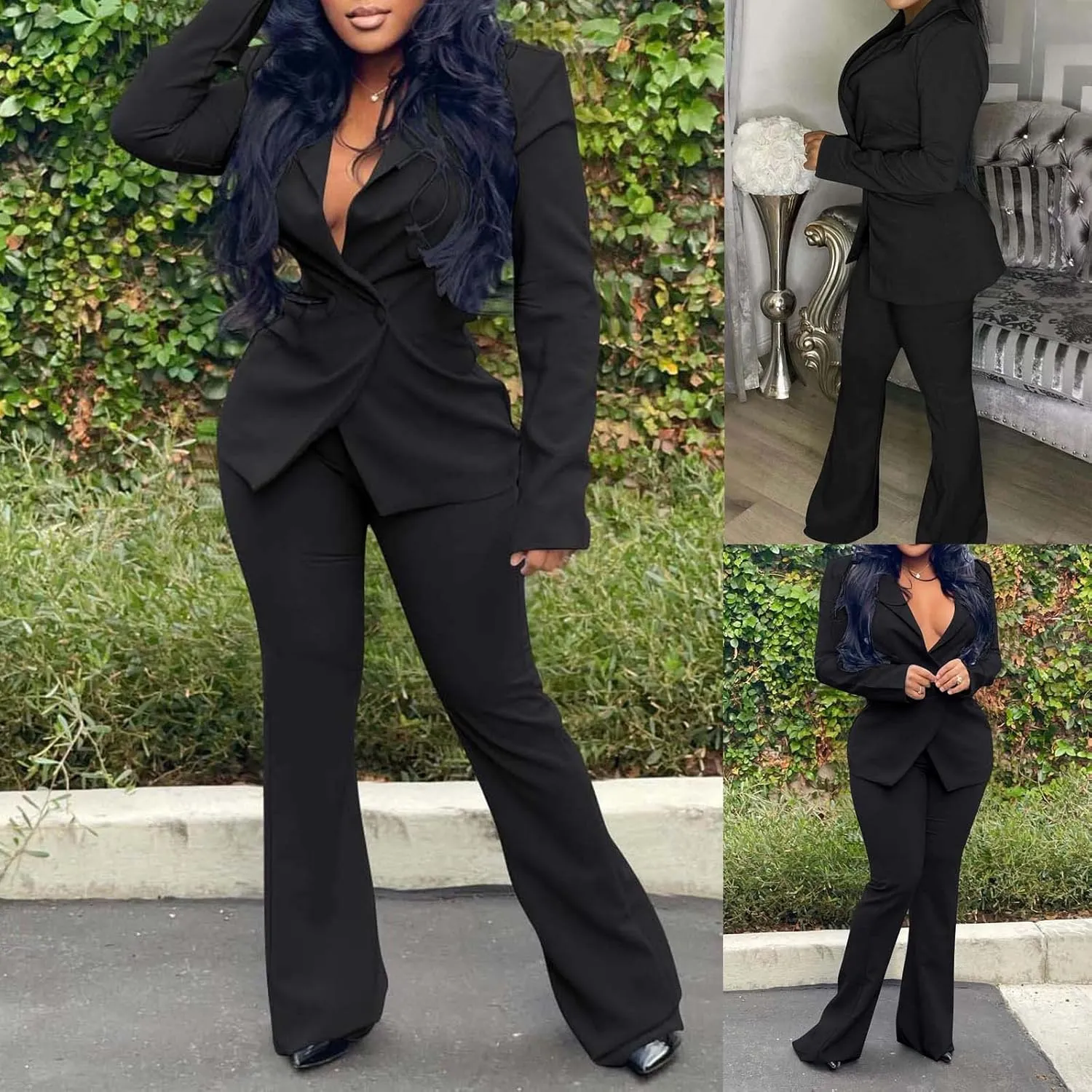 Office Outfits for Women 2025 2 Piece Suits Sets Double Breasted Long Sleeve Blazers Dress Pants Business Outfits