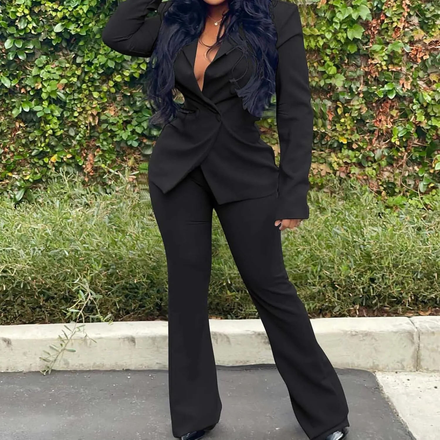 Office Outfits for Women 2025 2 Piece Suits Sets Double Breasted Long Sleeve Blazers Dress Pants Business Outfits