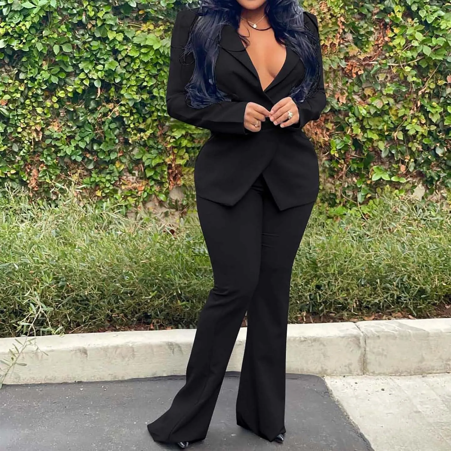 Office Outfits for Women 2025 2 Piece Suits Sets Double Breasted Long Sleeve Blazers Dress Pants Business Outfits