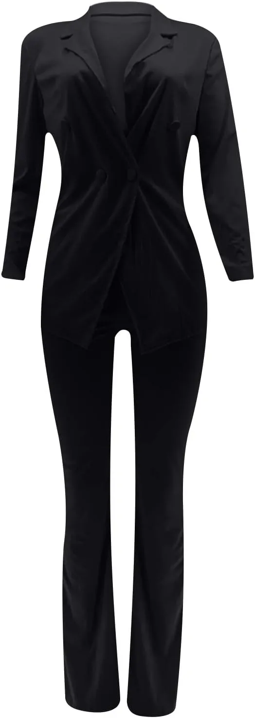 Office Outfits for Women 2025 2 Piece Suits Sets Double Breasted Long Sleeve Blazers Dress Pants Business Outfits