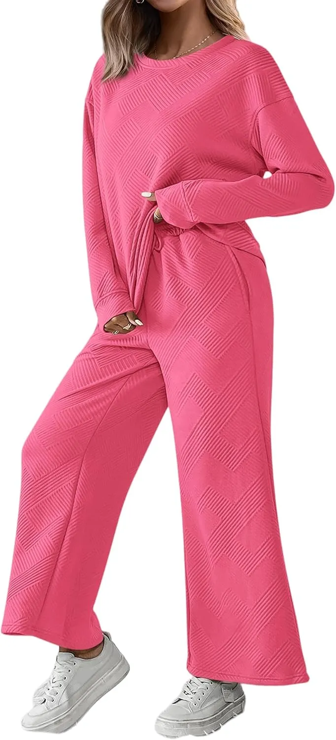 Pant Suits for Women Dressy Pullover Sweatshirts&Sweatpants Matching Sweat Suits Comfy Casual Outfits 2 Piece Sets