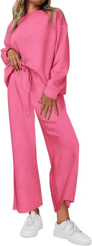 Pant Suits for Women Dressy Pullover Sweatshirts&Sweatpants Matching Sweat Suits Comfy Casual Outfits 2 Piece Sets
