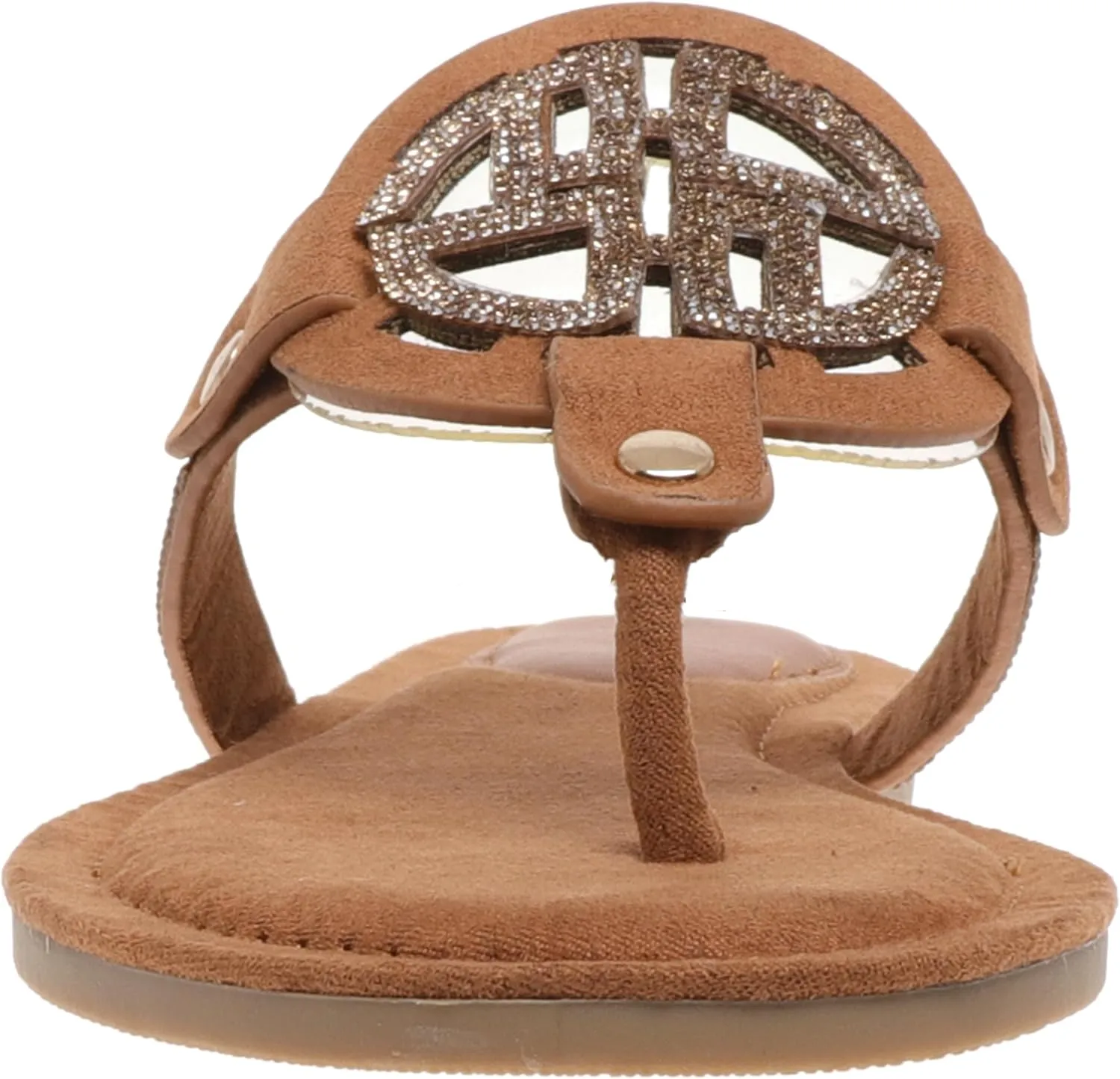 Pierre Dumas Women's Medallion Vegan Slide Thong Flip Flop Flat Sandal