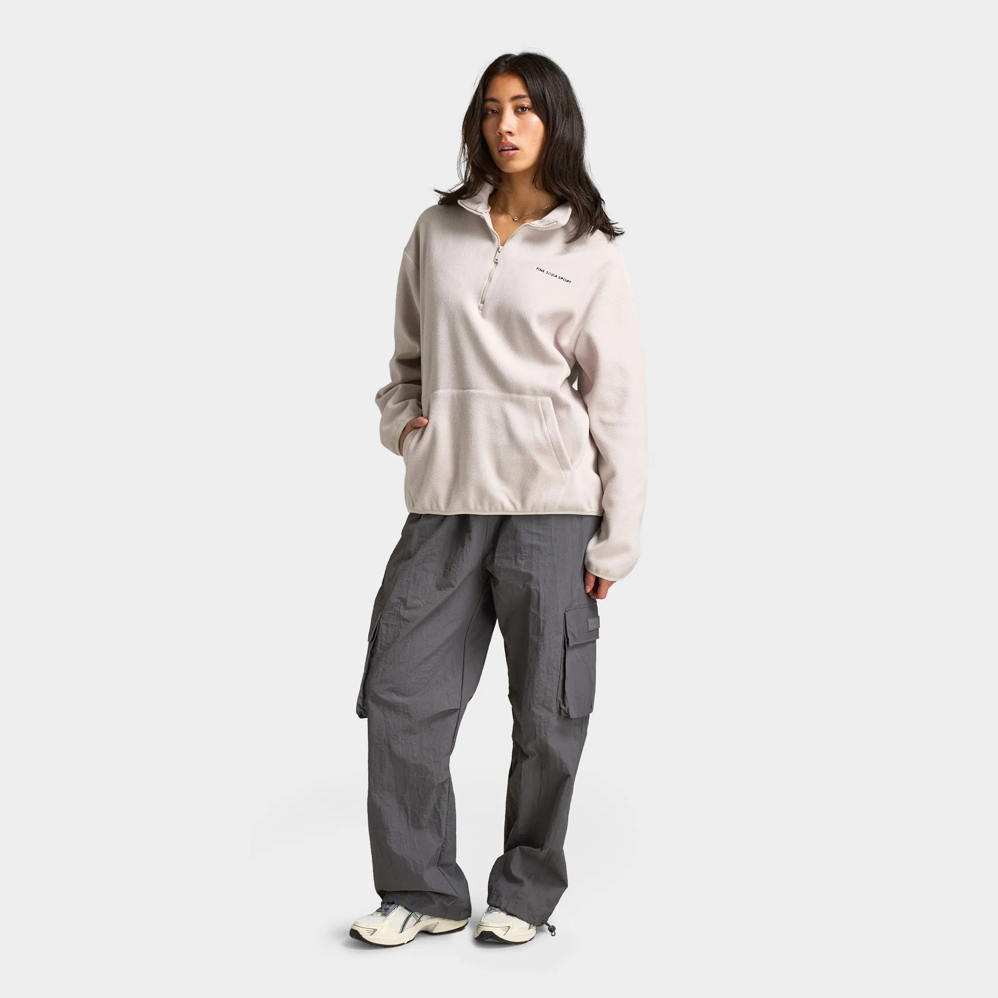 Pink Soda Women's Polar Fleece Quarter Zip / White