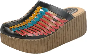 Platform Wedge Sandals for Women, 2Inch Heel Closed Toe Wedge Sandals, 2025 New Ethnic Style Mesh Casual Slip-on Walking Sandals Leather Water Shoes