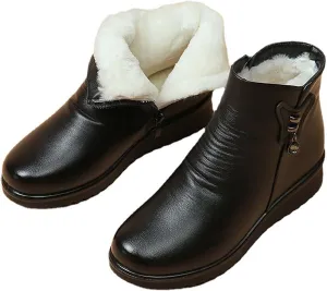 Plush Lined Ankle Boots for Women Low Heel Non Slip Waterproof Shoes for Women Plush Lined Hiking Boots Women