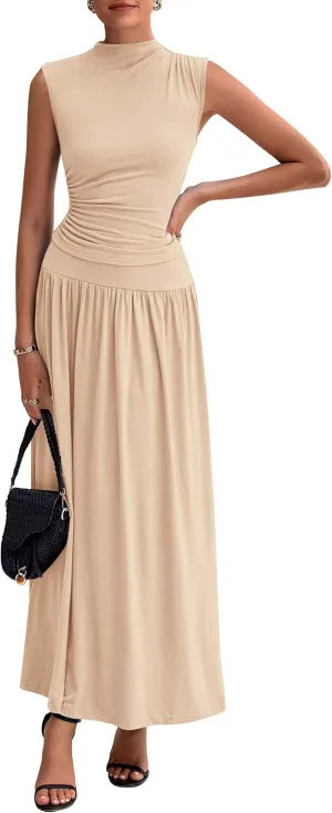 PRETTYGARDEN Women's 2 Piece Skirt Set 2025 Summer Ruched Tank Tops Ruffle Maxi Skirts Wedding Guest Matching Outfits