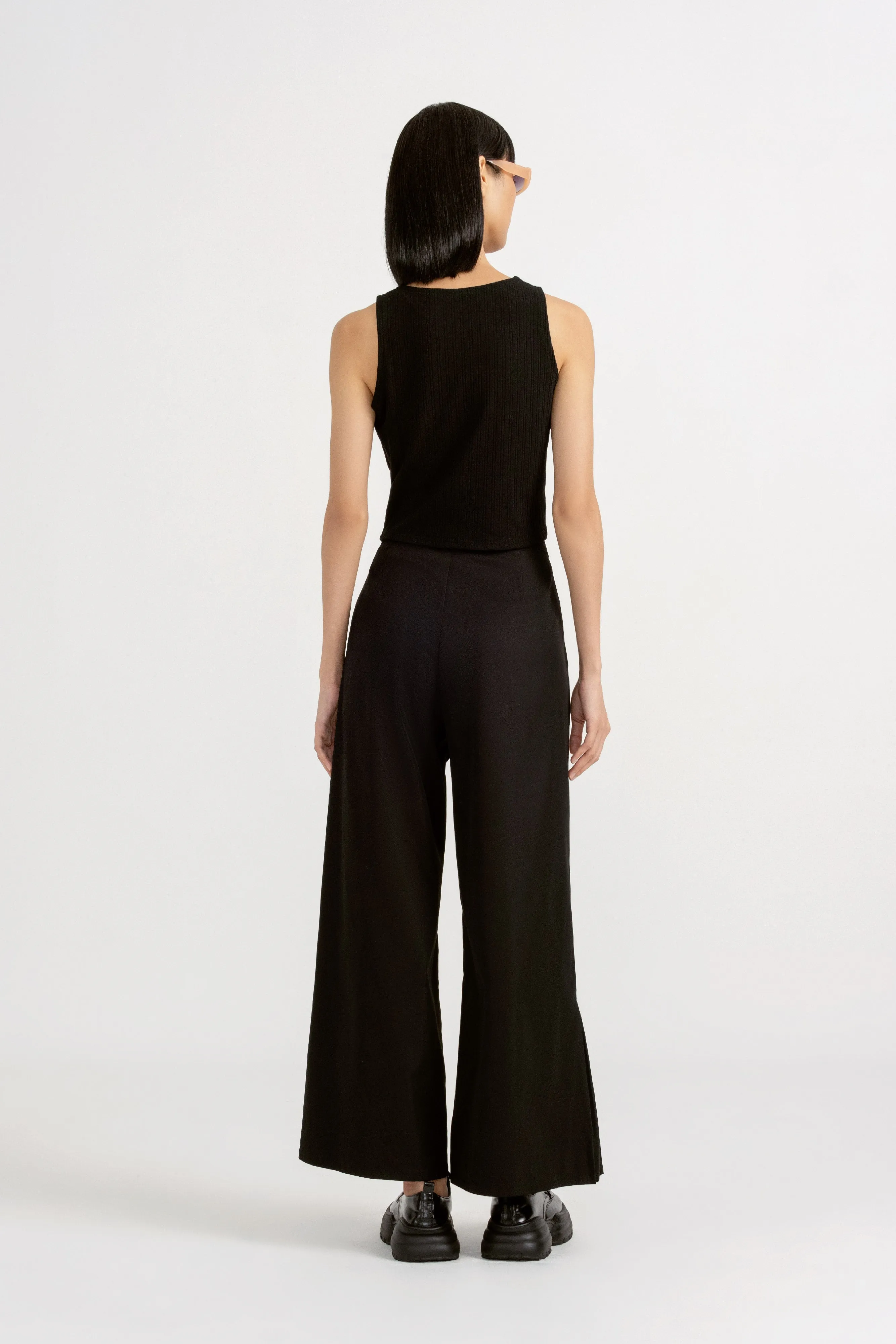 [Restocked] Joan Cut Out Fitted Knit Top in Jet Black