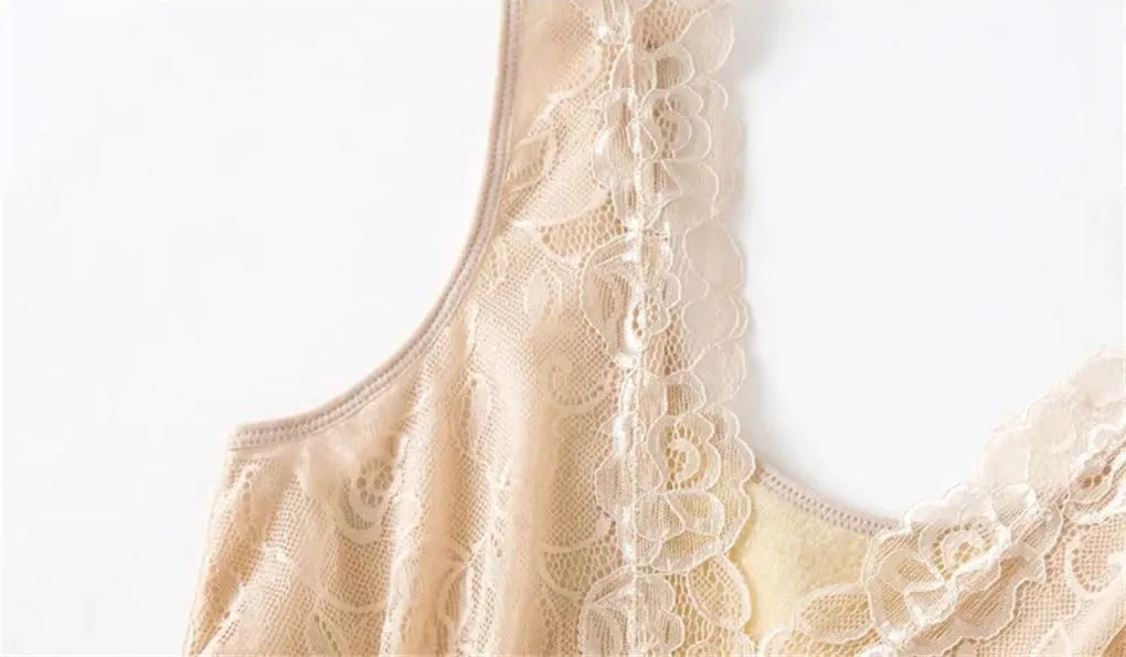 Rfmfkkg Women Silk Knit Thick Camisole Lace Warm Vest Tank Tops V-Neck Sleeveless Tops
