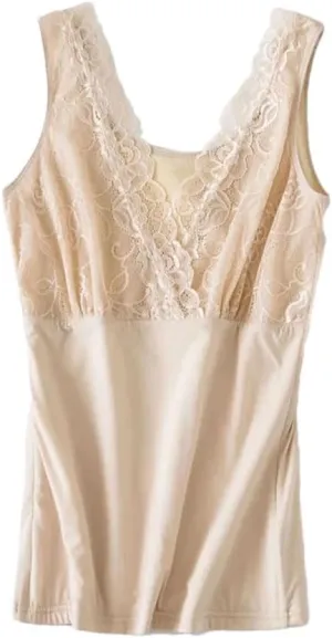 Rfmfkkg Women Silk Knit Thick Camisole Lace Warm Vest Tank Tops V-Neck Sleeveless Tops
