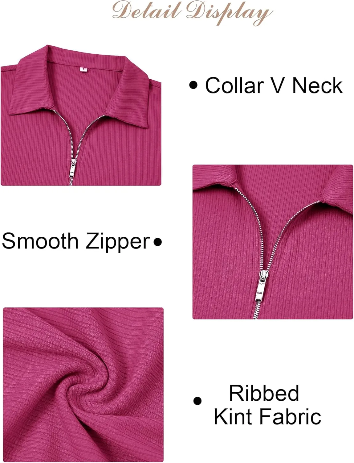 Ribbed Tank Tops for Women Zipper V Neck Dressy Casual Blouses Sleeveless Camisole Top Business Work Polo Shirts