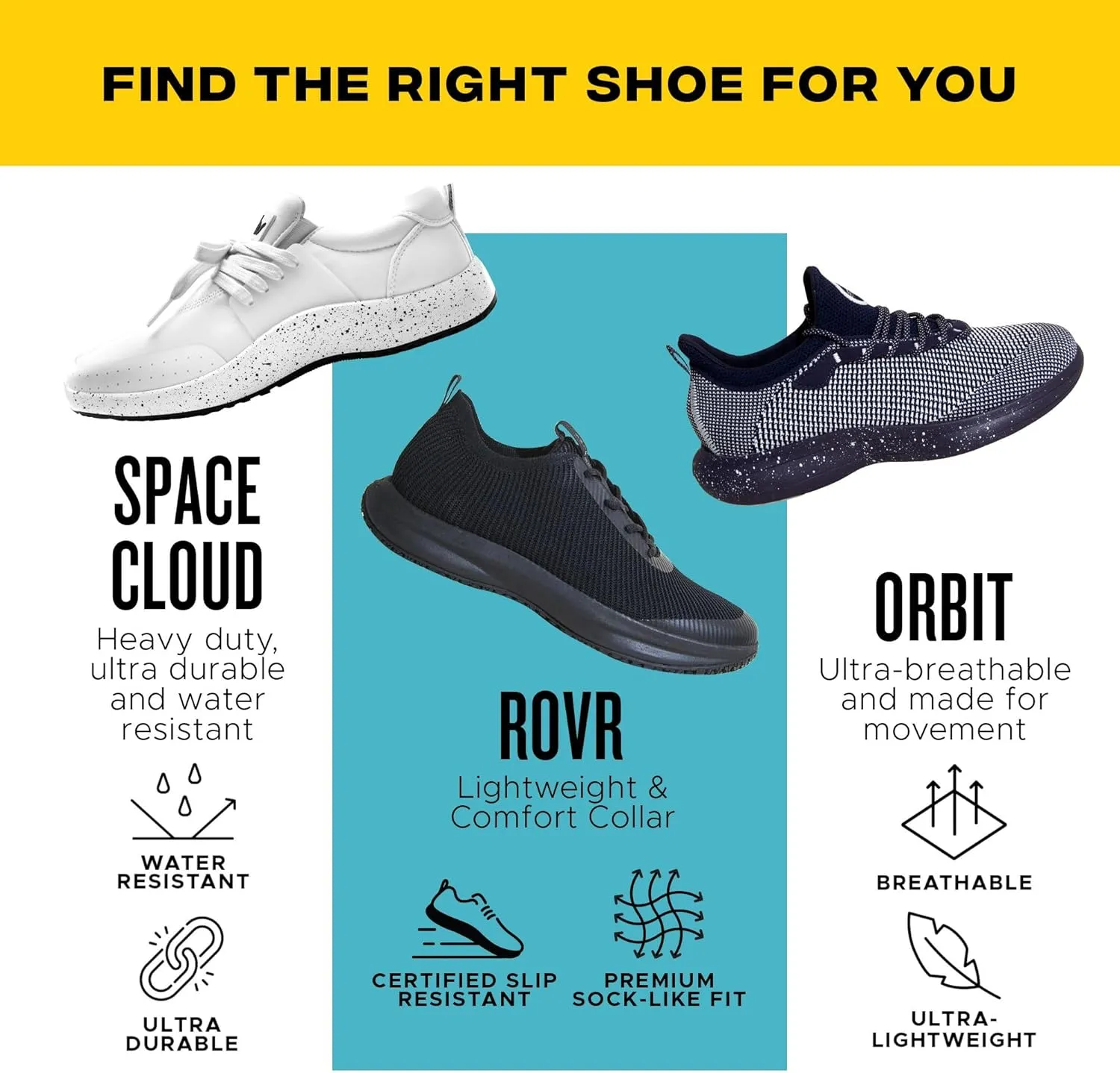 ROVR - Non Slip Shoes for Men & Women - Slip Resistant Work Shoes