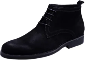 Rui Landed Round Toe Boot for Men Work Boot Lace Up Style Premium Genuine Leather Easy Care Waterproof Flats Heel (Suede Black Optional) (Color : Suede Black, Size : 6 M US)