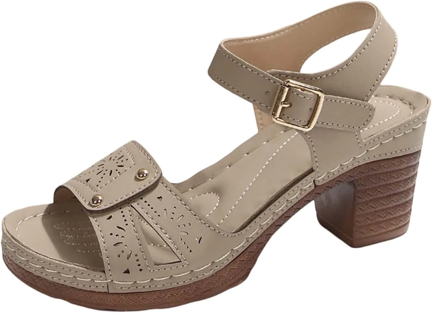 Sandals for Women 2025 Suede Platform Chunky Heel Retro Sandals with Adjustable Buckle Fashion Platform Block Heels