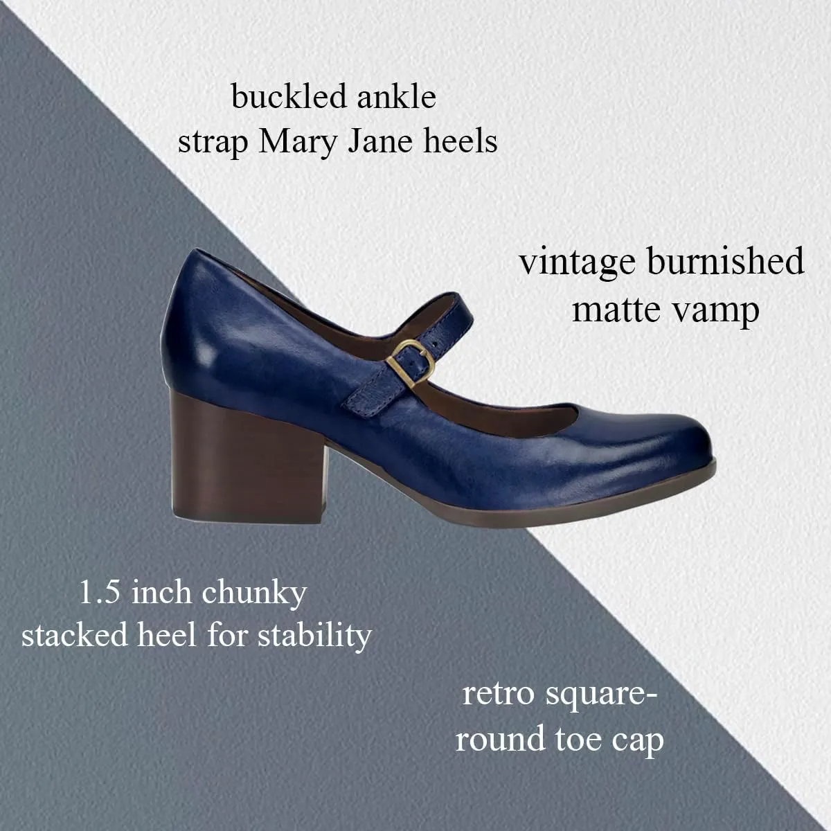 SHODENSE Women Vintage Chunky Block Low Heel Mary Jane Pumps Shoes Ankle Strap Square Closed Toe Dress Sandals Burnished Matte Mary Jane Lolita Heels Office Ladies Work Shoes Wedding Party 4-11 M US