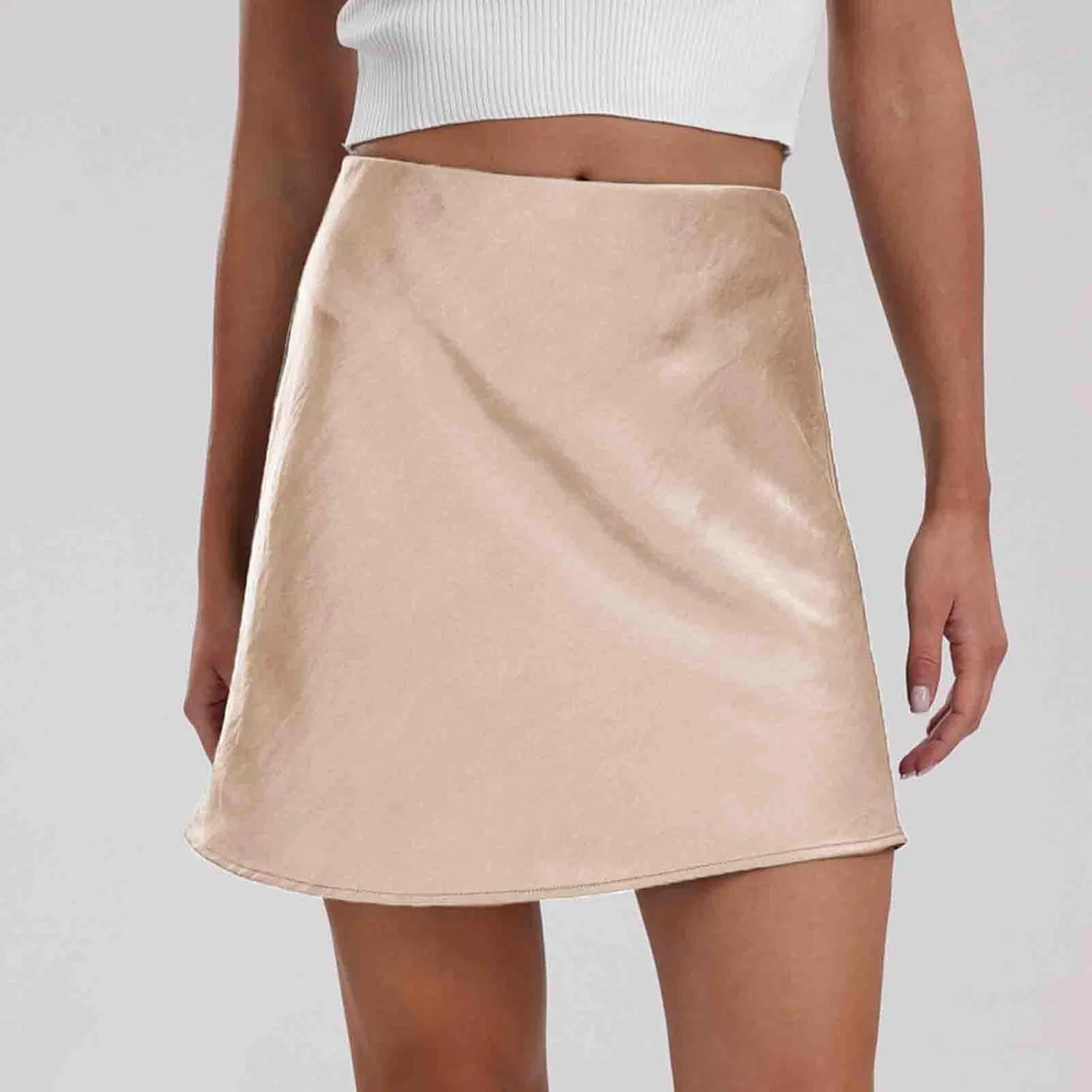 Short Skirt for Women Soft Smooth High Waisted Summer Skirts Solid Color Lightweight Quick Dry Mini Stain Skorts