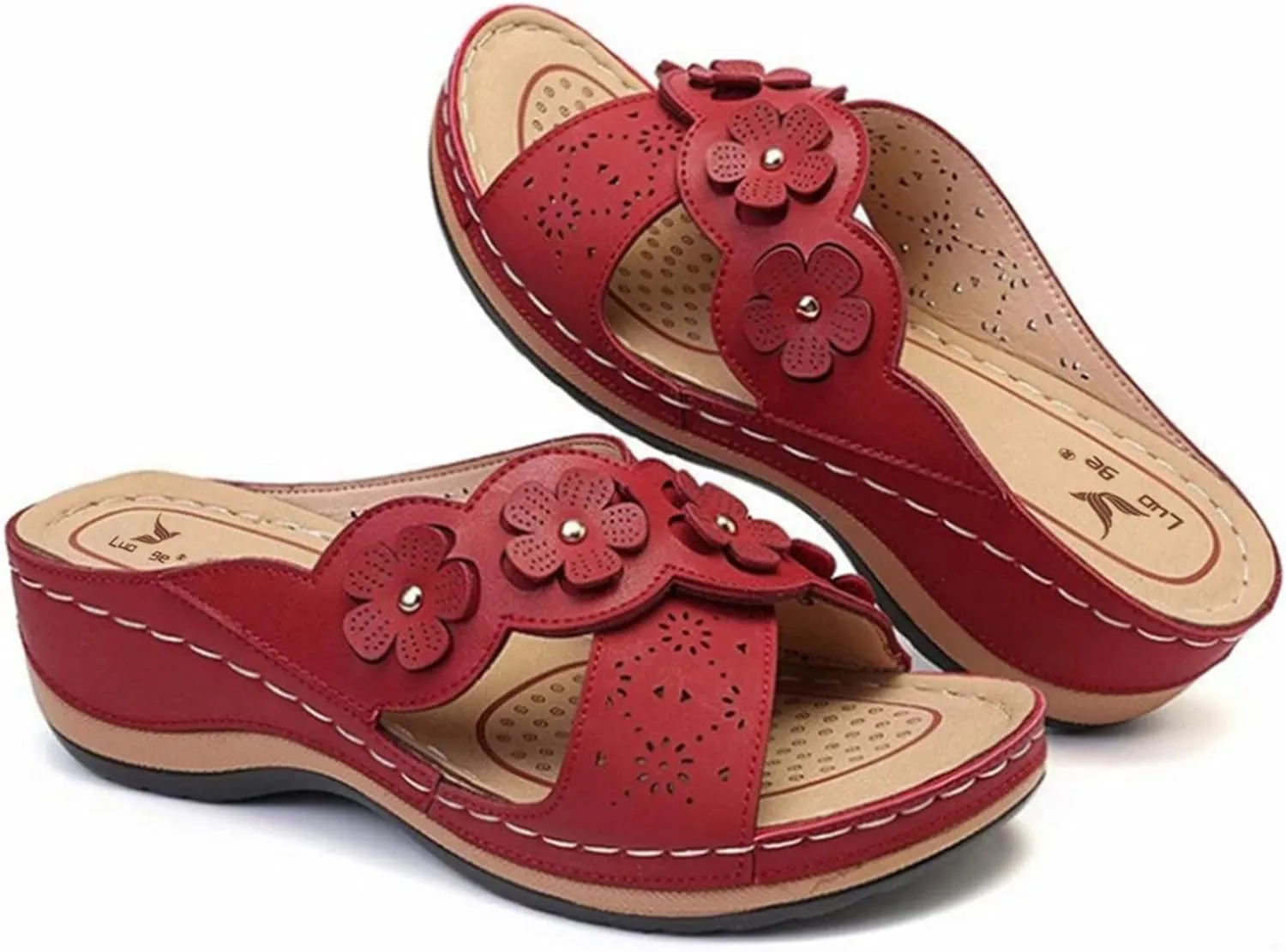 Slip On Wedges Sandals for Women Arch Support Cushioned Slides Summer Beach Slippers Versatile Dress Shoes