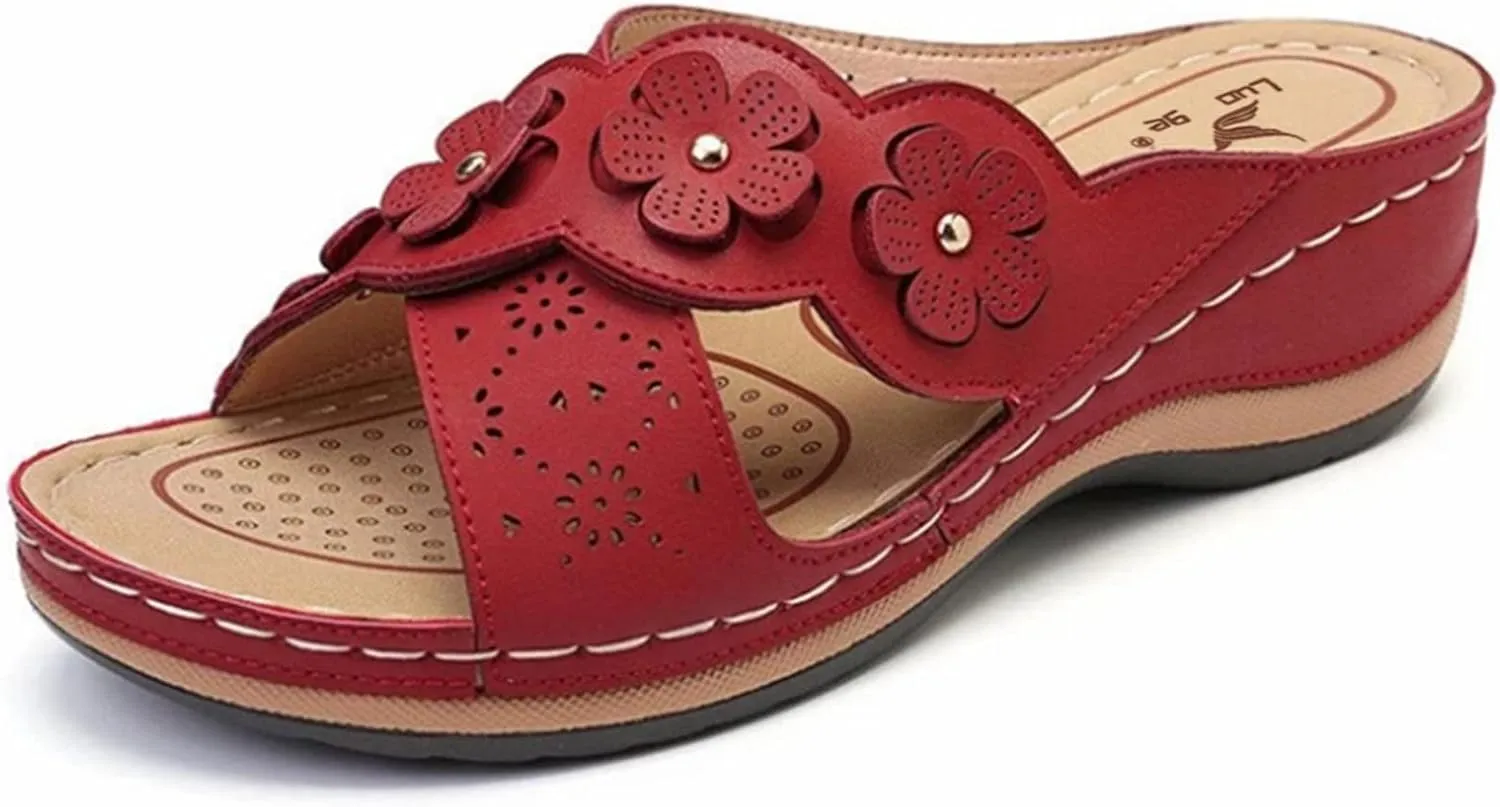 Slip On Wedges Sandals for Women Arch Support Cushioned Slides Summer Beach Slippers Versatile Dress Shoes
