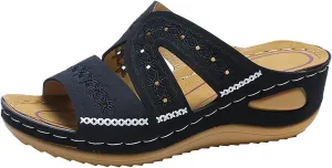 Slip On Wedges Sandals for Women Arch Support Cushioned Slides Summer Beach Slippers Versatile Dress Shoes