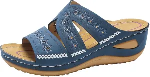 Slip On Wedges Sandals for Women Arch Support Cushioned Slides Summer Beach Slippers Versatile Dress Shoes