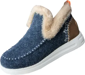 Snow Shoes For Men Non-Slip aterproof Fu Lined Ankle Booties Winter Walking Shoes For Men Slip On Shoes