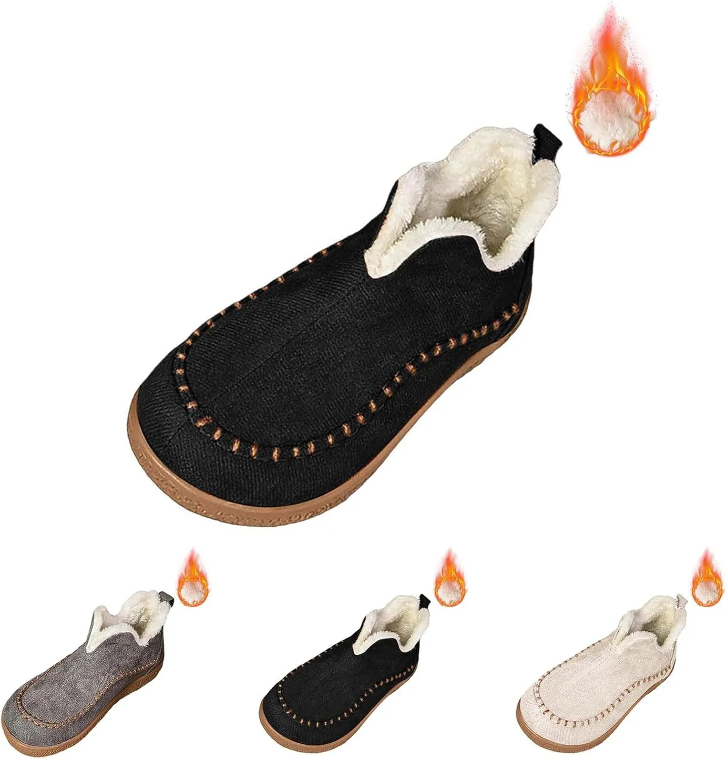Snow Shoes For Men Non-Slip aterproof Plush Lined Ankle Booties Winter Walking Shoes For Men Slip On Shoes