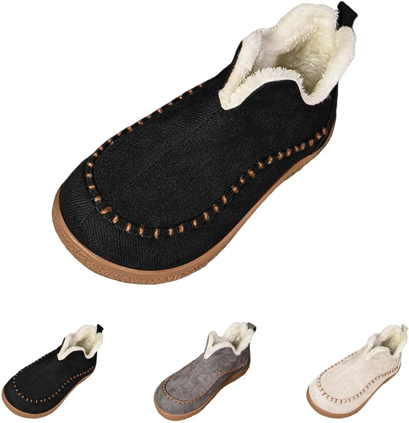 Snow Shoes For Men Non-Slip aterproof Plush Lined Ankle Booties Winter Walking Shoes For Men Slip On Shoes