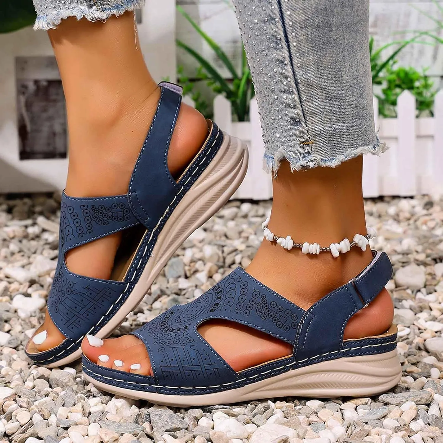 Sport Sandals for Women Comfortable Wedge Sandals Low Heel Dressy Summer Platform Ankle Strap Casual Non Slip Shoes