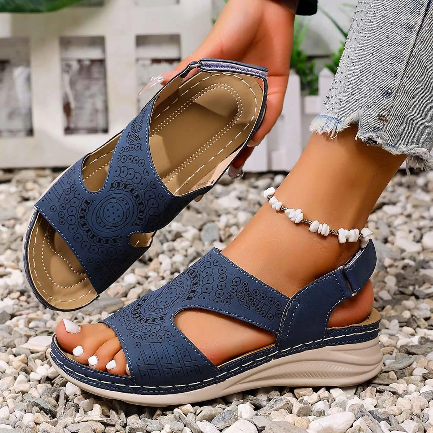 Sport Sandals for Women Comfortable Wedge Sandals Low Heel Dressy Summer Platform Ankle Strap Casual Non Slip Shoes