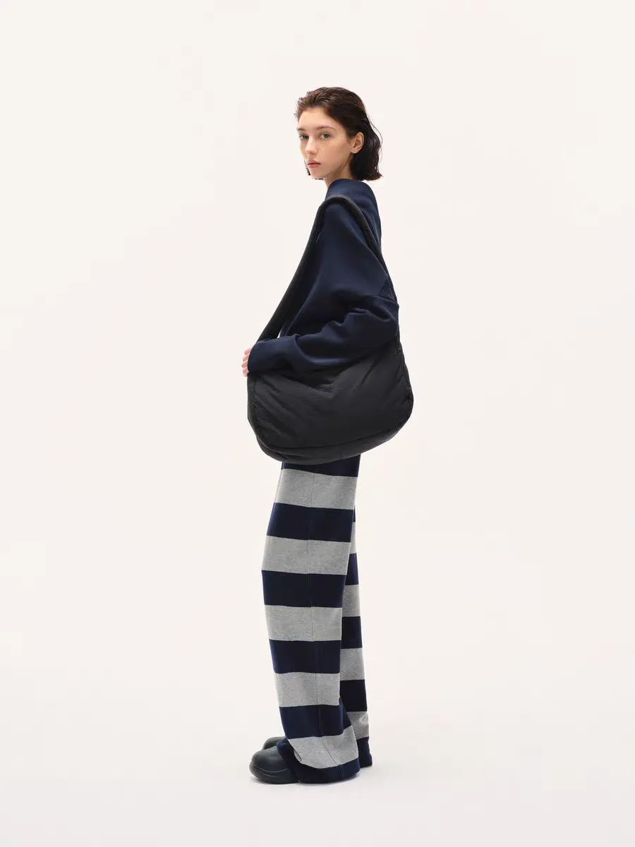 Striped Knit Lounge Pants  Navy & Heather Grey