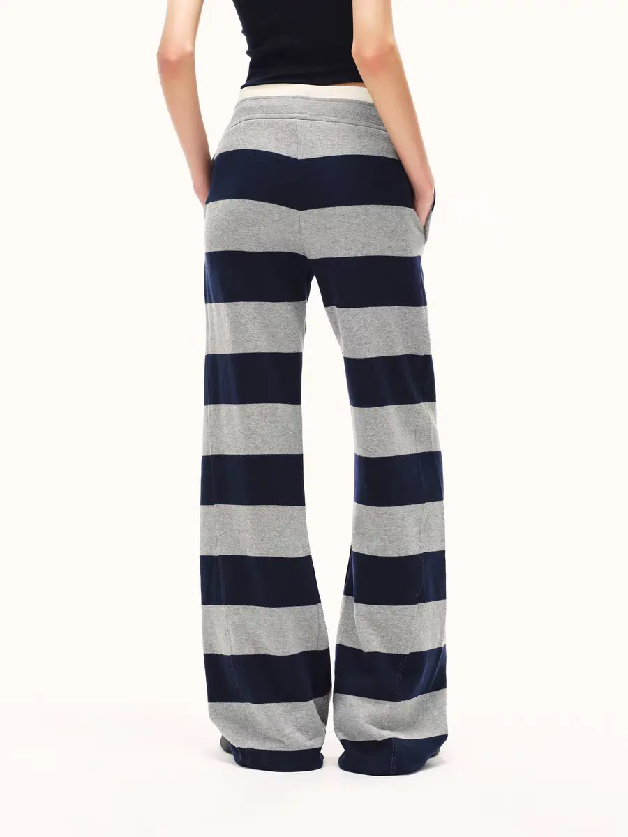Striped Knit Lounge Pants  Navy & Heather Grey