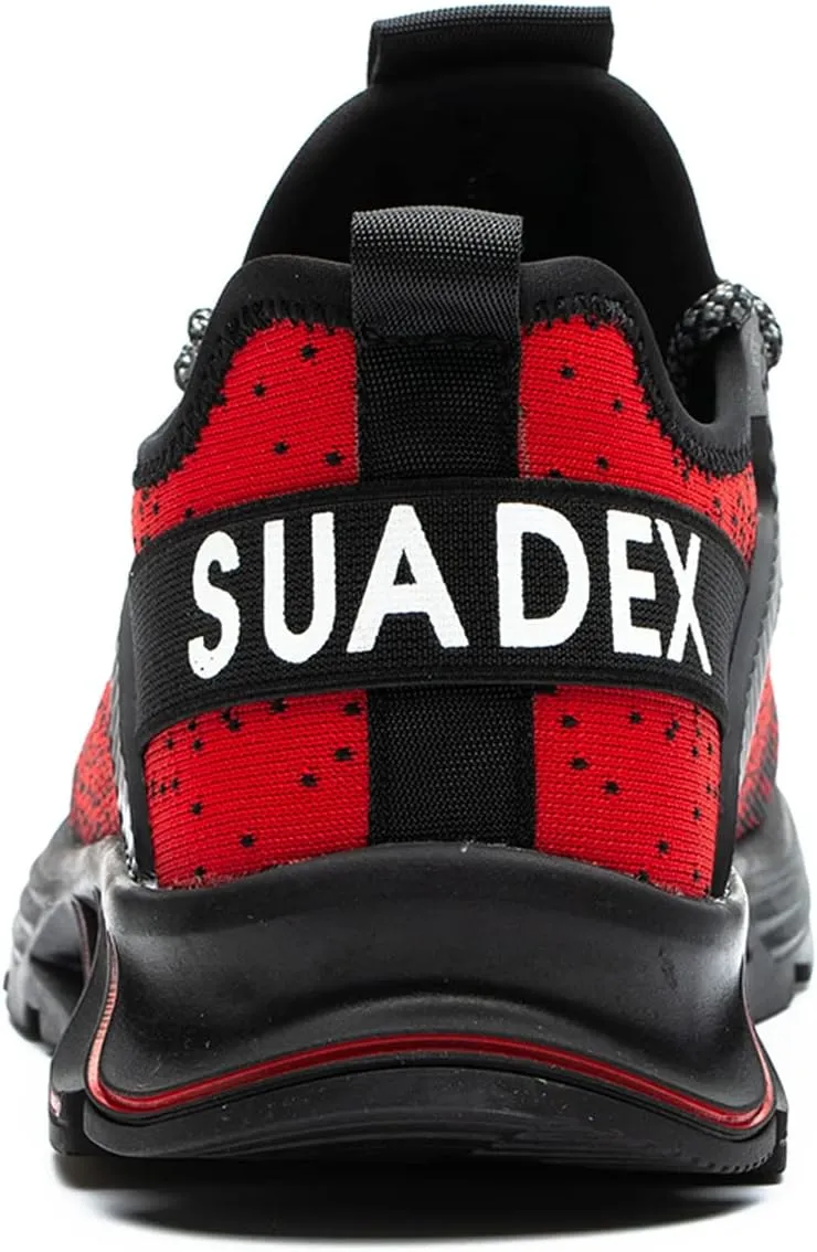 SUADEX Steel Toe Shoes for Men Women Indestructible Safety Work Tennis Shoes Lightweight Comfortable Slip Resistant Breathable Construction Composite Toe Sneakers