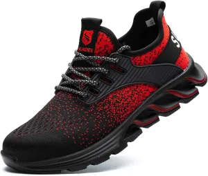 SUADEX Steel Toe Shoes for Men Women Indestructible Safety Work Tennis Shoes Lightweight Comfortable Slip Resistant Breathable Construction Composite Toe Sneakers