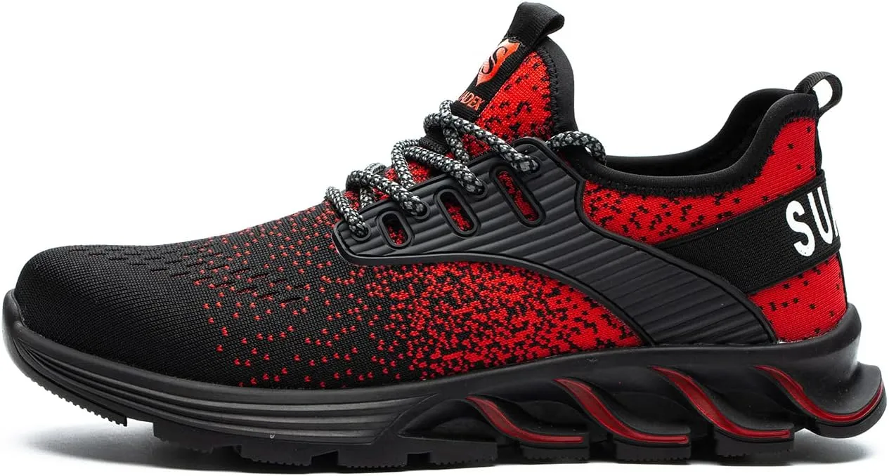 SUADEX Steel Toe Shoes for Men Women Indestructible Safety Work Tennis Shoes Lightweight Comfortable Slip Resistant Breathable Construction Composite Toe Sneakers