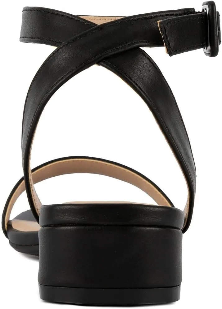 Sugar Women's Low Block Heel Dress Sandals  Ankle Strap Open Toe Comfortable Walking Heels for Casual, Party, or Work