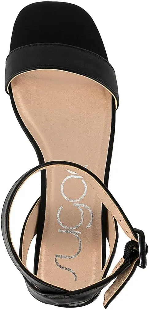 Sugar Women's Low Block Heel Dress Sandals  Ankle Strap Open Toe Comfortable Walking Heels for Casual, Party, or Work