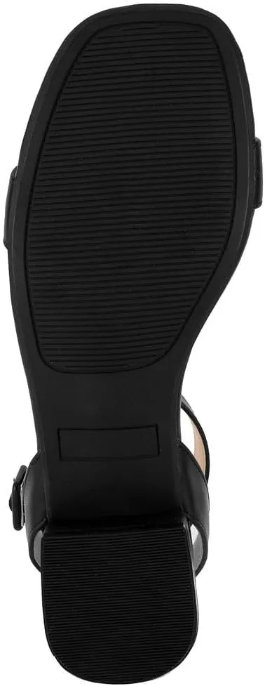 Sugar Women's Low Block Heel Dress Sandals  Ankle Strap Open Toe Comfortable Walking Heels for Casual, Party, or Work
