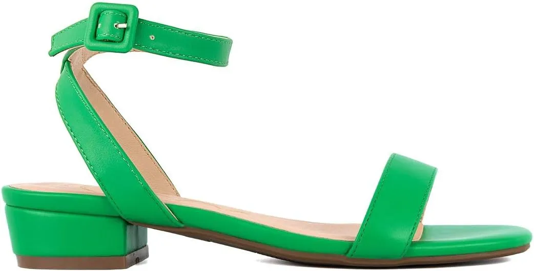 Sugar Women's Low Block Heel Dress Sandals  Ankle Strap Open Toe Comfortable Walking Heels for Casual, Party, or Work