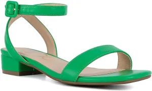 Sugar Women's Low Block Heel Dress Sandals  Ankle Strap Open Toe Comfortable Walking Heels for Casual, Party, or Work