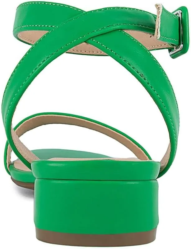 Sugar Women's Low Block Heel Dress Sandals  Ankle Strap Open Toe Comfortable Walking Heels for Casual, Party, or Work