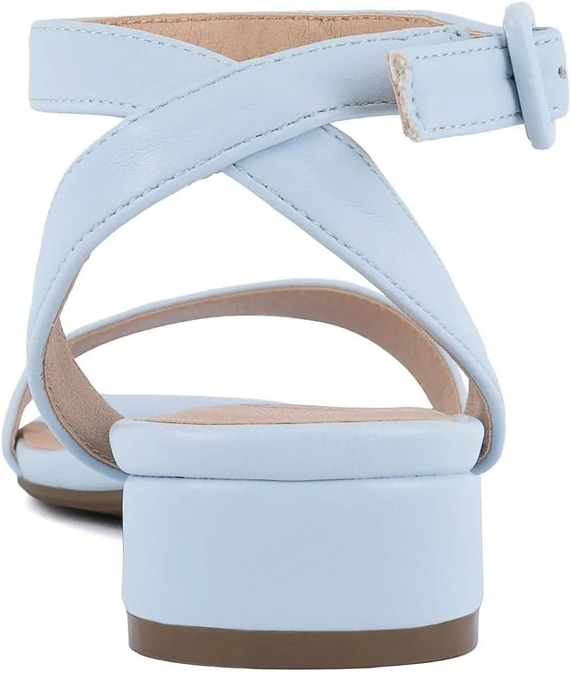 Sugar Women's Low Block Heel Dress Sandals  Ankle Strap Open Toe Comfortable Walking Heels for Casual, Party, or Work