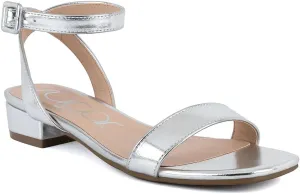 Sugar Women's Low Block Heel Dress Sandals  Ankle Strap Open Toe Comfortable Walking Heels for Casual, Party, or Work